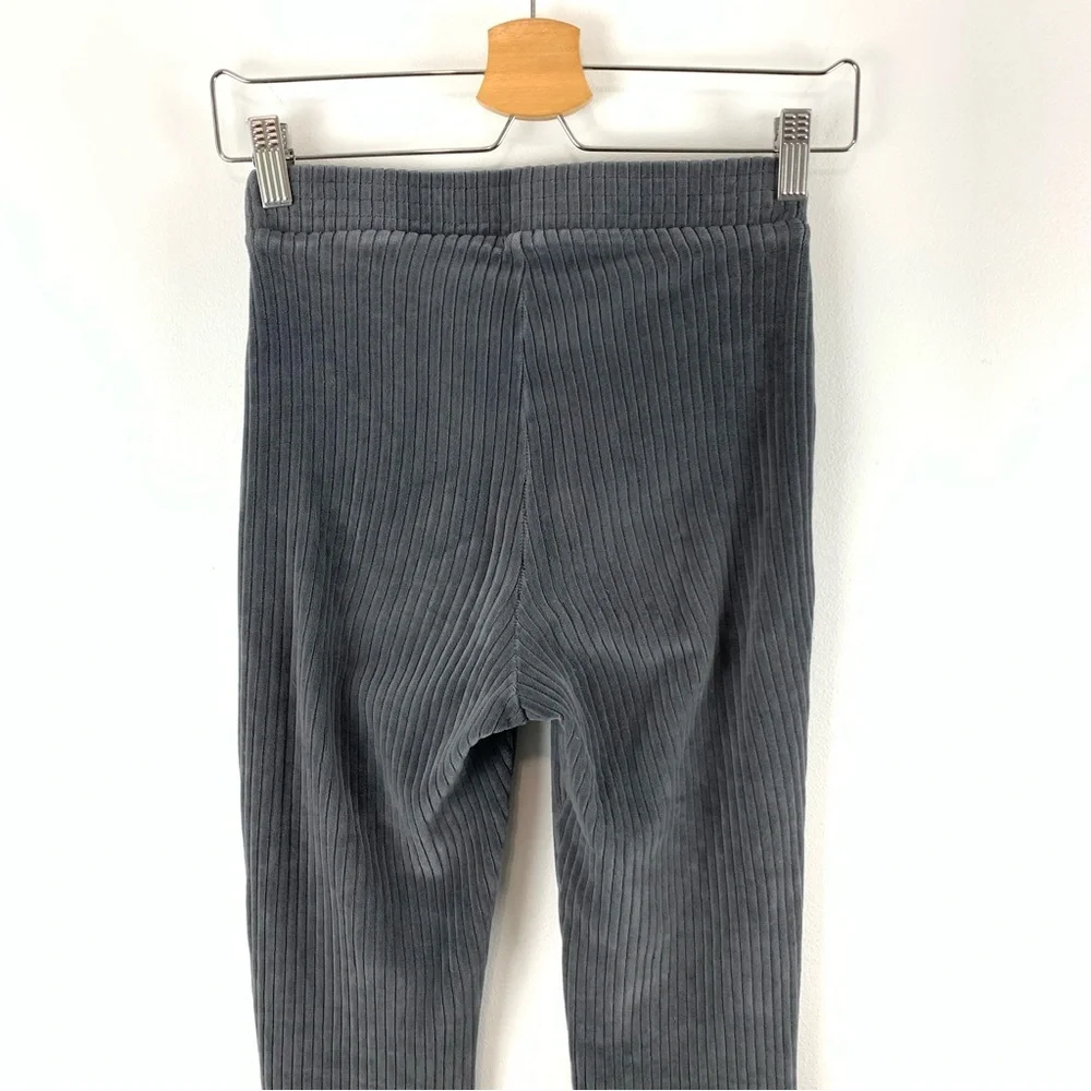 Aerie Gray Groove-on Ribbed Velour High Waisted Flare Pull On Pants Size XS